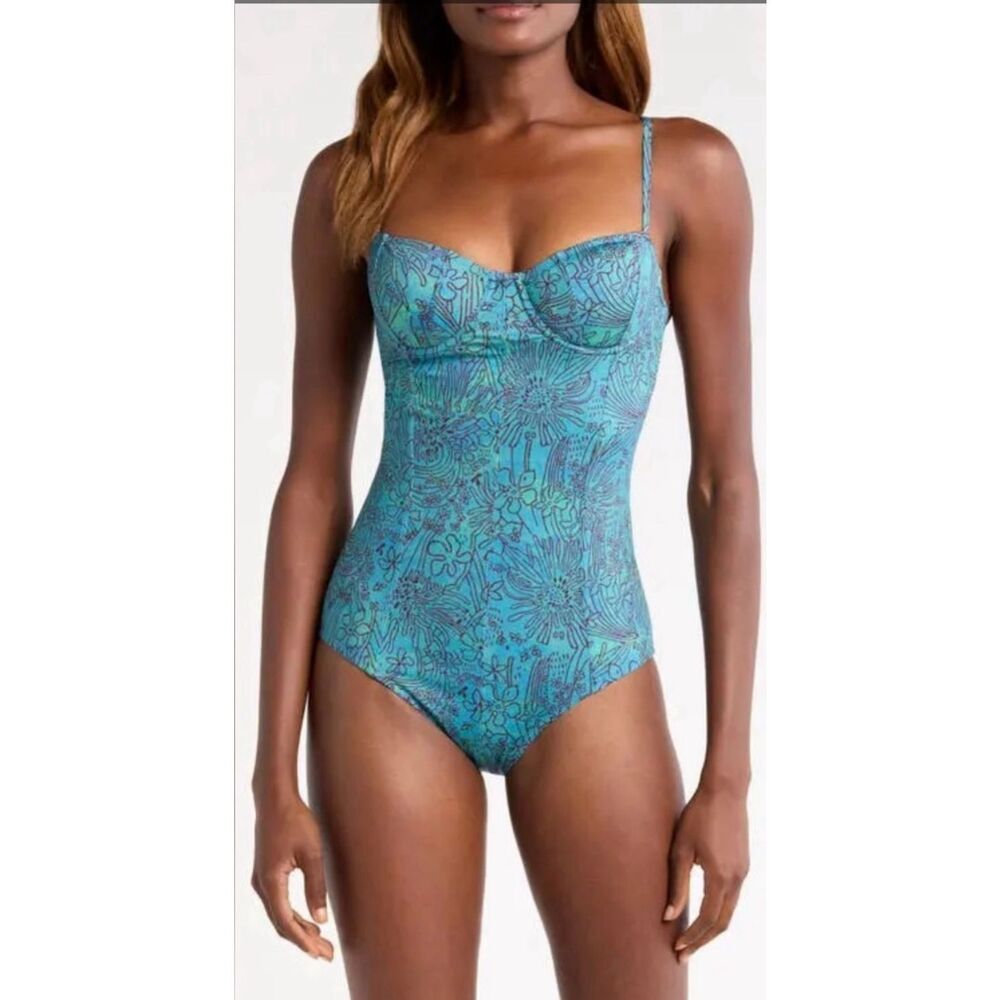 ULLA JOHNSON Nahla Underwire One-Piece Swimsuit In Lagoon NWT Size Petite